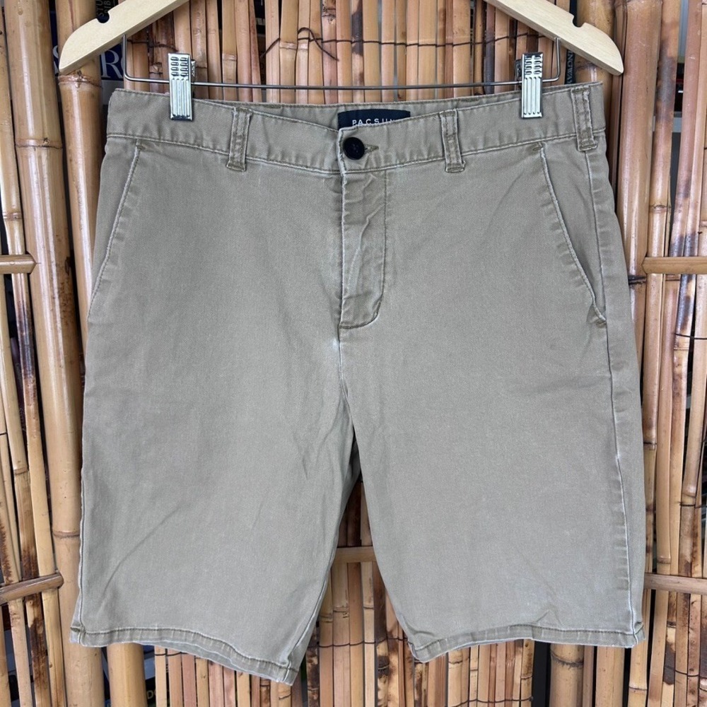 PACSUN LA Men's Denim Chino Khaki Shorts Size 30 Casual‎ Outdoors Beach Hiking